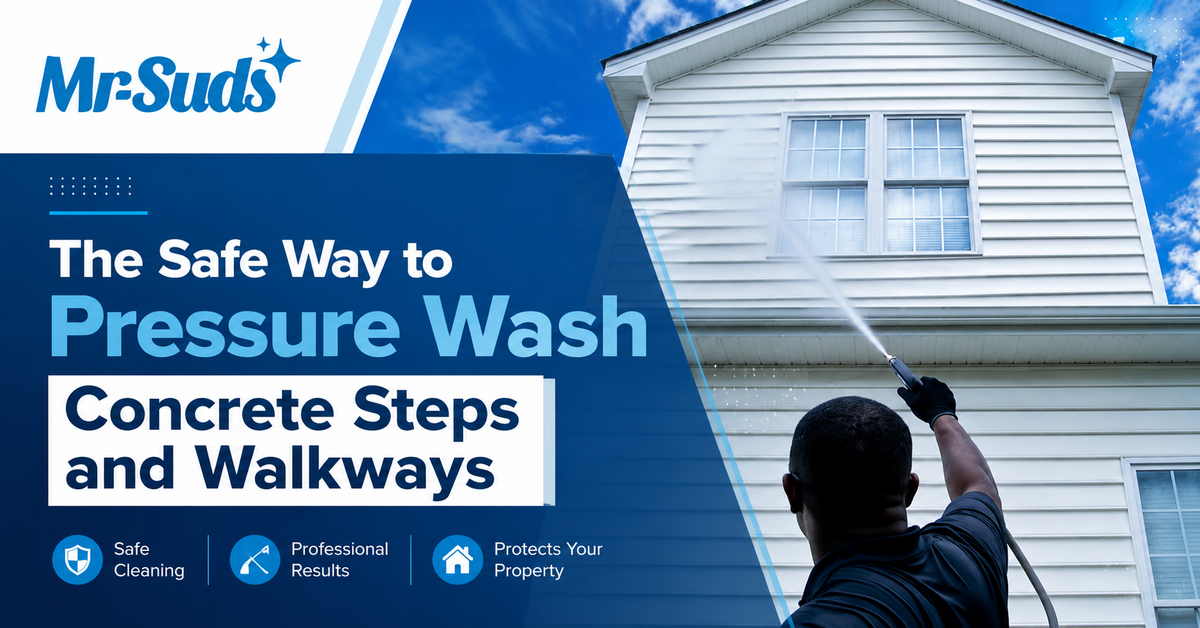 The Safe Way to Pressure Wash Concrete Steps and Walkways