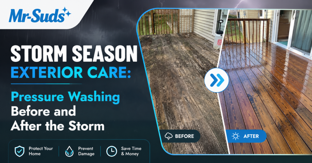 Storm Season Exterior Care: Pressure Washing Before and After the Storm | Mr-Suds