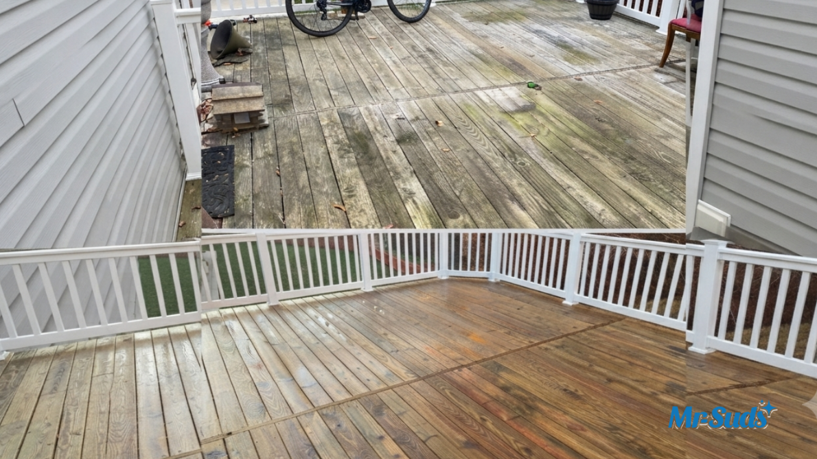 Technician removing weeds from paver joints and installing polymeric sand on a patio in Hartford CT to prevent weeds from returning.