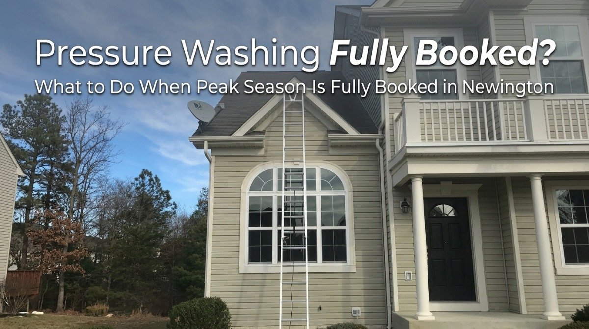 Pressure washing fully booked in Newington during peak spring cleaning season