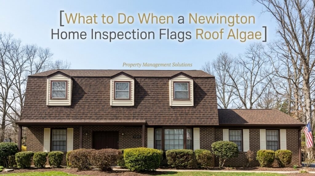 Newington home inspection flagging roof algae on asphalt shingles