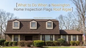 Newington home inspection flagging roof algae on asphalt shingles
