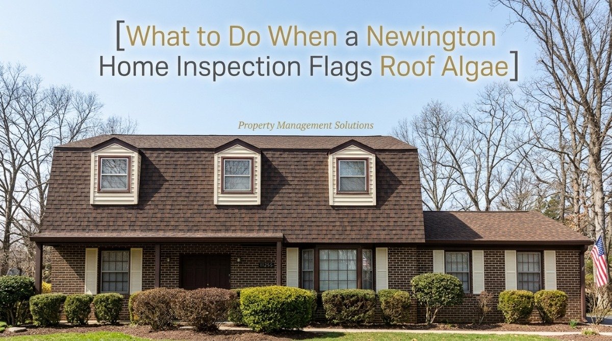 Newington home inspection flagging roof algae on asphalt shingles